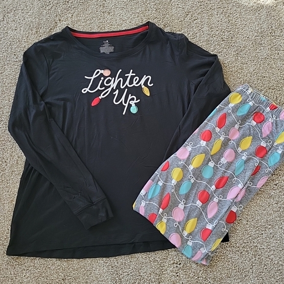 Secret Treasures M 8-10 Women Pajama Set 2 pc "Lighten Up" NWT Christmas - Picture 1 of 10